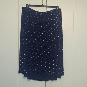 Coldwater Creek Polka Dot Pattern Skirt Size XL Size 16 Dark Blue White